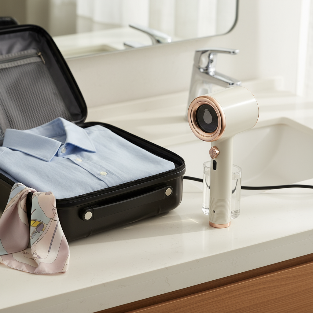 Mini Portable Handheld Steamer in travel setting