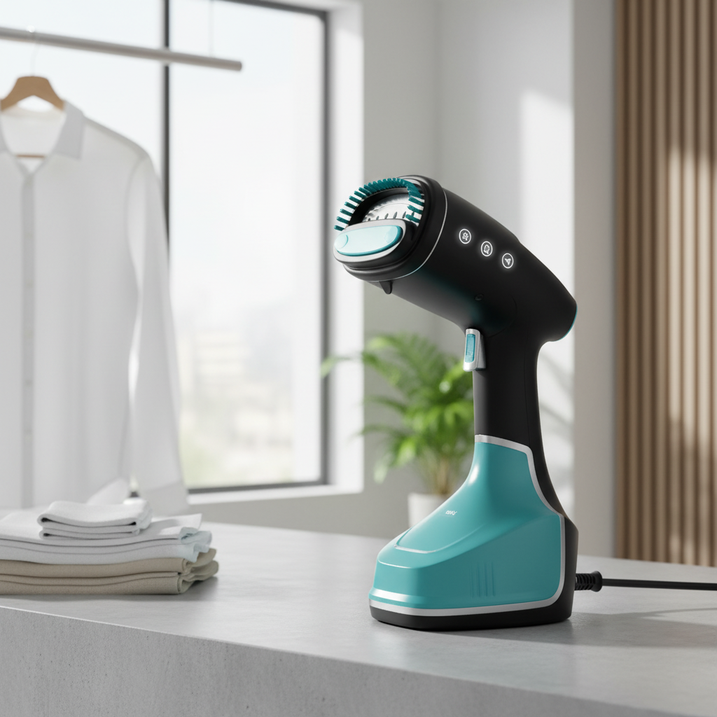 Vertical Steam Iron in modern laundry setting